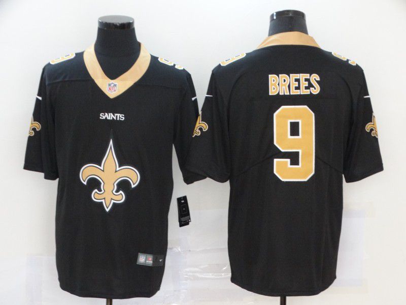 Men New Orleans Saints 9 Brees Black Nike Team logo fashion NFL Jersey